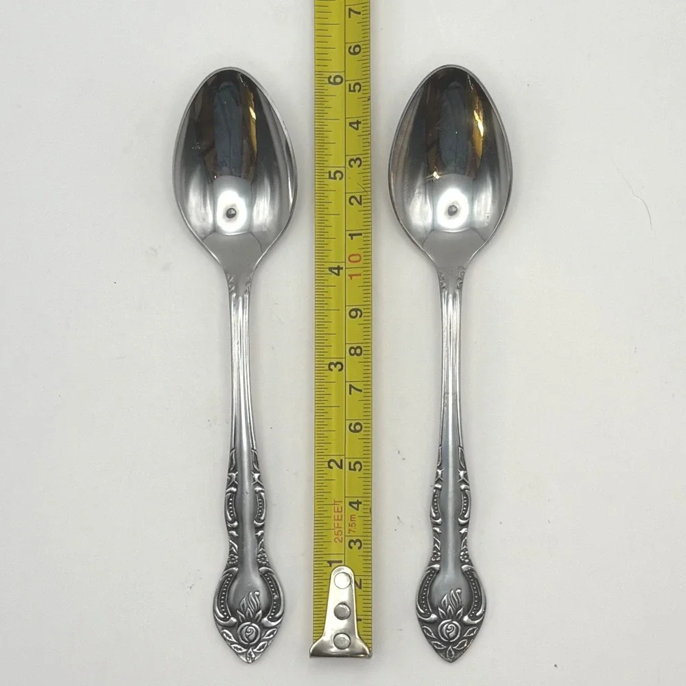 Hanford Forge Charleston Classic 2pc Oval Soup Place Spoons Stainless Korea